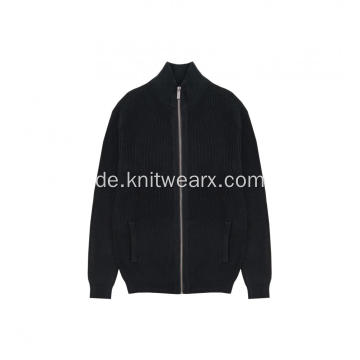 Herren Strickjacke mit Reißverschluss und Rippstrick